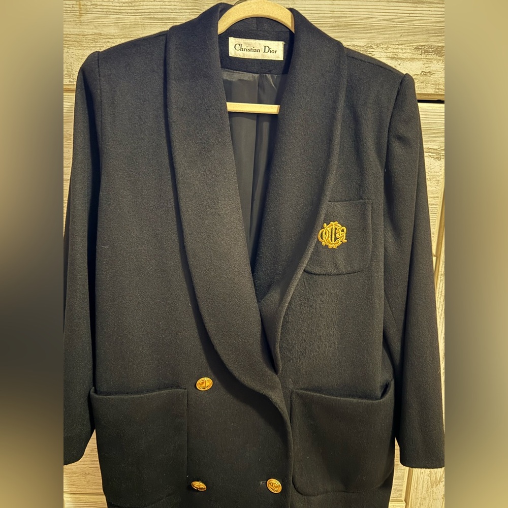 Christian Dior black wool double-breasted coat - Picture 5 of 6